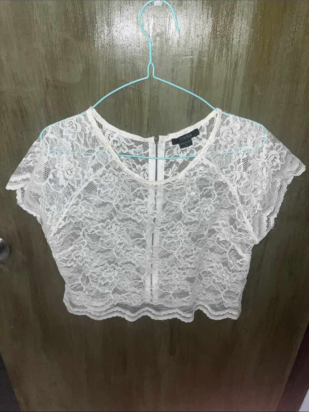 White Floral Lace Cropped Top